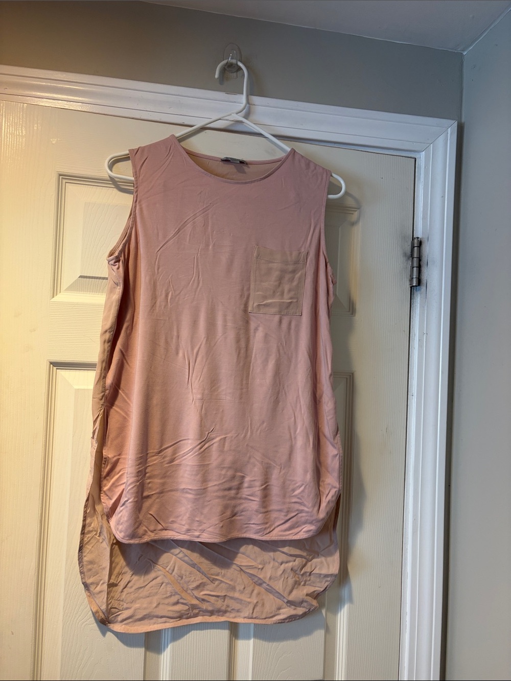 COS Silk Blend High-Low Sleeveless Pocket Tank in Blush Pink S